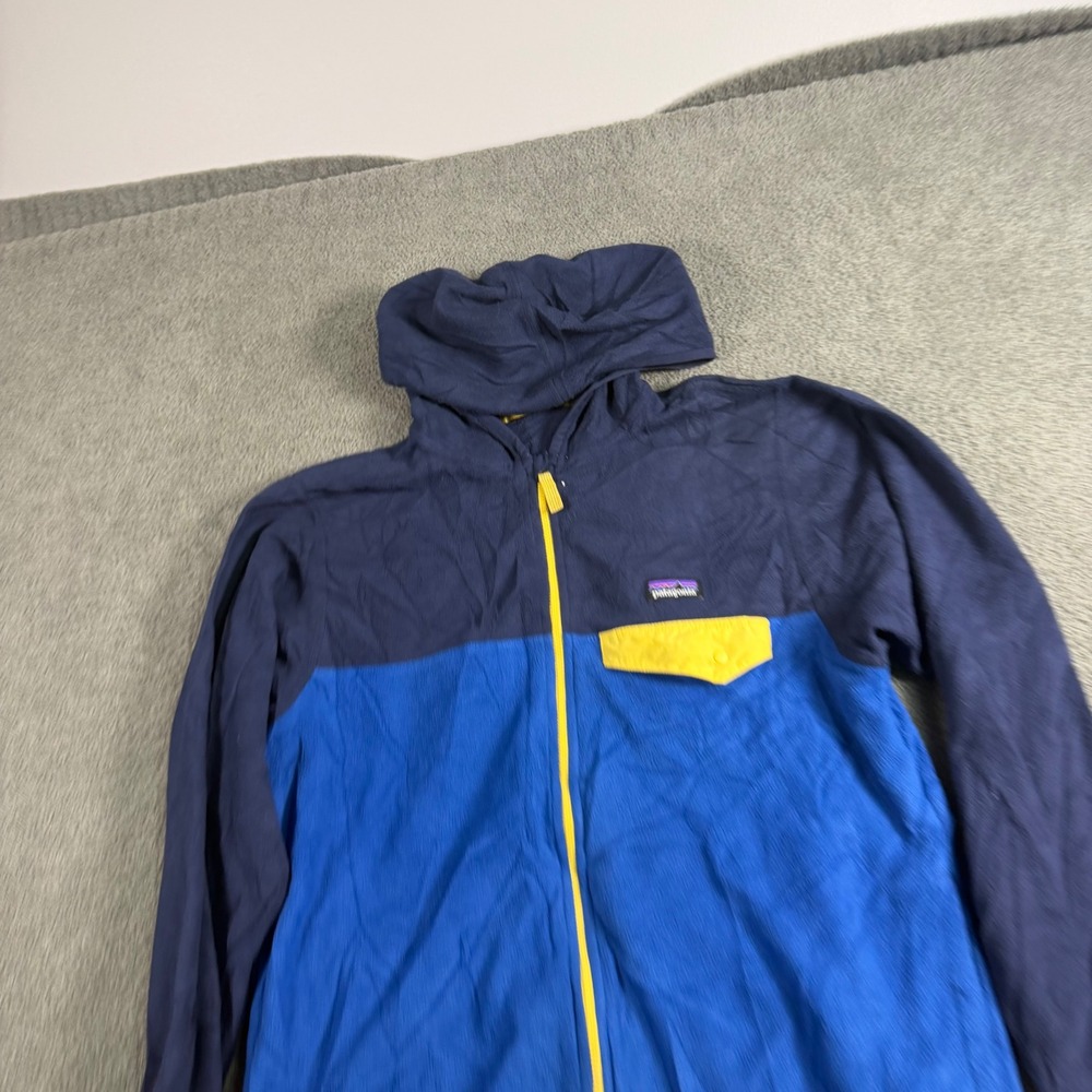 Patagonia Kids Blue Navy Colorblock Full Zip Hooded Windbreaker Jacket Medium